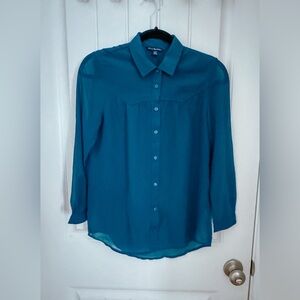 American Eagle- Teal sheer blouse